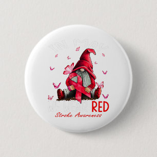 Gnomes In May We Wear Red Stroke Awareness 6 Cm Round Badge