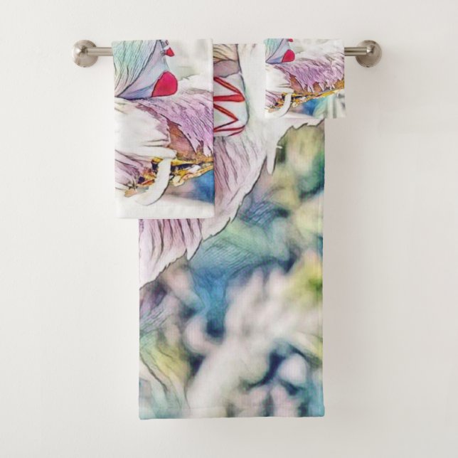 Gnomes in the snow watercolor painting  bath towel set (Insitu)