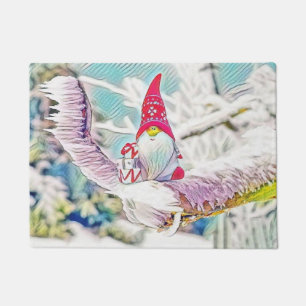 Gnomes in the snow watercolor painting  doormat