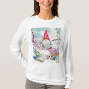 Gnomes in the snow watercolor painting  T-Shirt