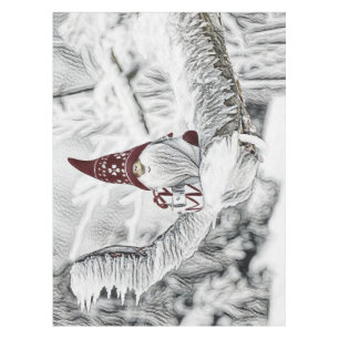 Gnomes in the snow watercolor painting tablecloth