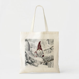Gnomes in the snow watercolor painting tote bag