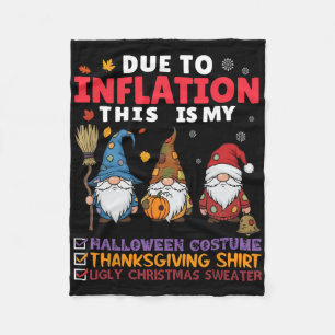 Gnomes Inflation Halloween Thanksgiving Christmas Fleece Blanket
