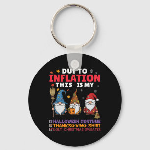 Gnomes Inflation Halloween Thanksgiving Christmas Key Ring