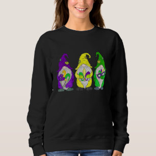 Gnomes Jester Beads & Mask Mardi Gras Gnomes Carni Sweatshirt