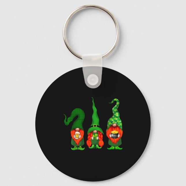 Gnomes Leprechaun St Patricks Day Beer Clover Iri- Key Ring (Front)