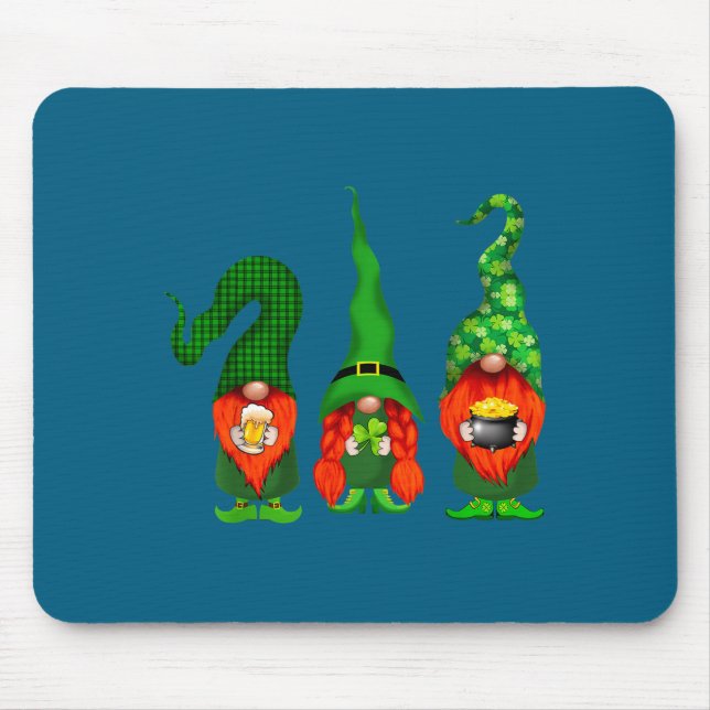 Gnomes Leprechaun St Patricks Day Beer Clover Iri- Mouse Pad (Front)