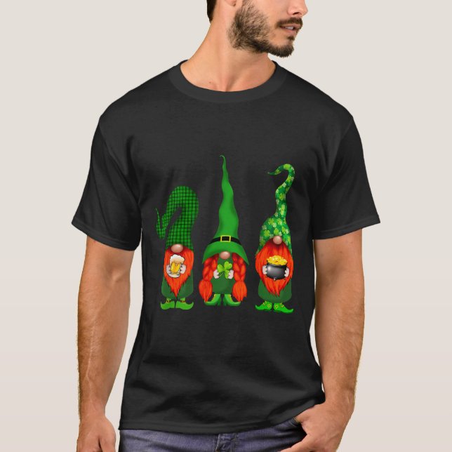 Gnomes Leprechaun St Patricks Day Beer Clover Iri- T-Shirt (Front)