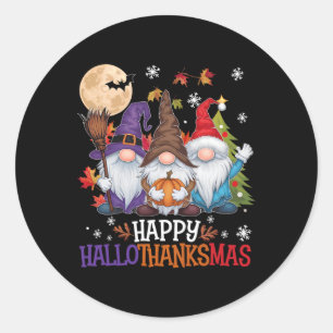Gnomes Lover Halloween Merry Christmas Happy Hallo Classic Round Sticker