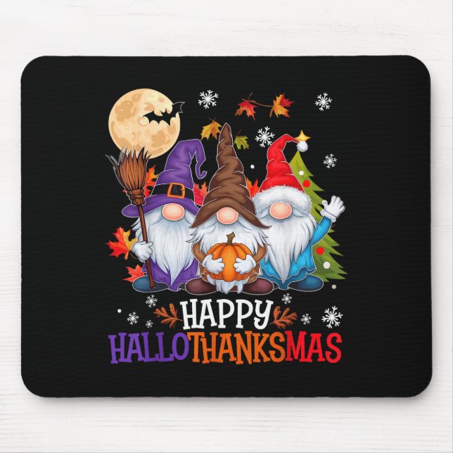 Gnomes Lover Halloween Merry Christmas Happy Hallo Mouse Pad (Front)