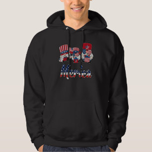 Gnomes Merica American Freedom Usa Flag Pride Patr Hoodie