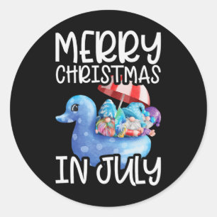 Gnomes Merry Christmas In July Tropical Christmas Classic Round Sticker