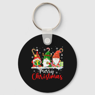 Gnomes Merry Christmas Light Family Gnome Key Ring
