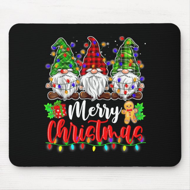 Gnomes Merry Christmas Light Gnome Xmas  Mouse Pad (Front)