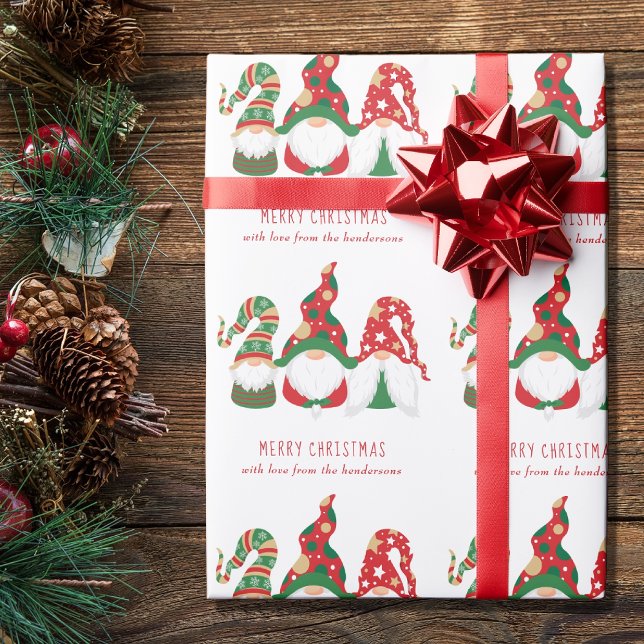 Gnomes Merry Christmas Personalised Wrapping Paper (Creator Uploaded)