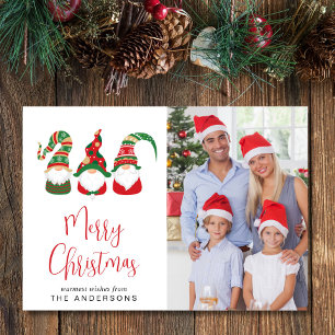 Gnomes Merry Christmas Photo Holiday Card