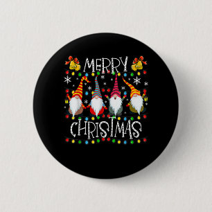 Gnomes Merry Christmas Xmas Light Family Gnome Xma 6 Cm Round Badge