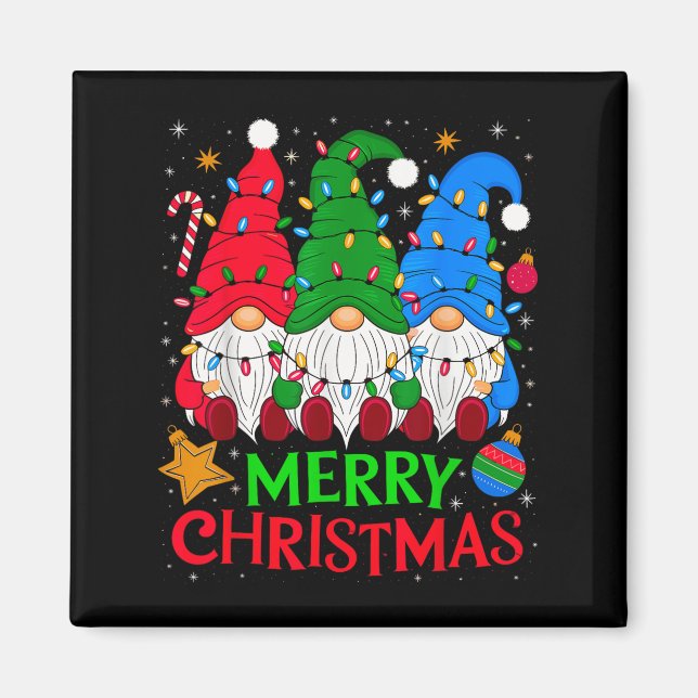 Gnomes Merry Christmas Xmas Matching  Magnet (Front)