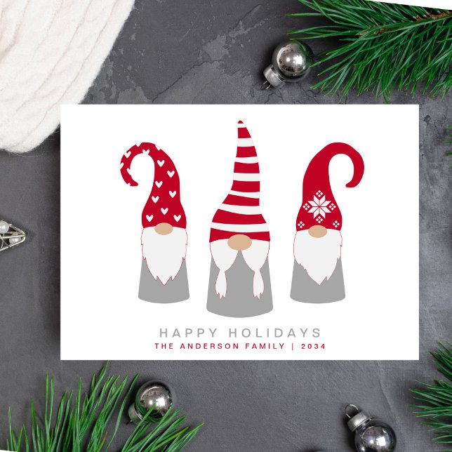 Gnomes Minimal Modern Scandinavian Christmas Holiday Card (Spread the love and joy of the season with your friends and family near and far)