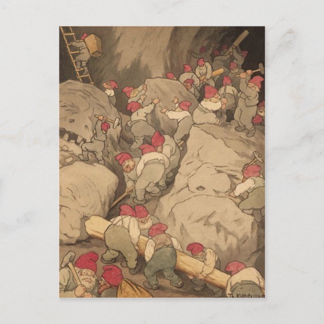 Gnomes Mining in a Cave Postcard (Front)