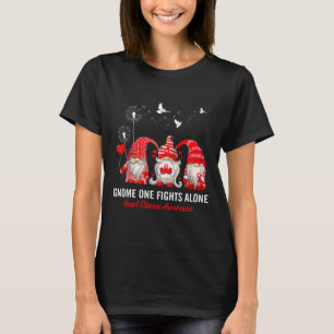 Gnomes One Fights Alone Heart Disease Awareness T-Shirt