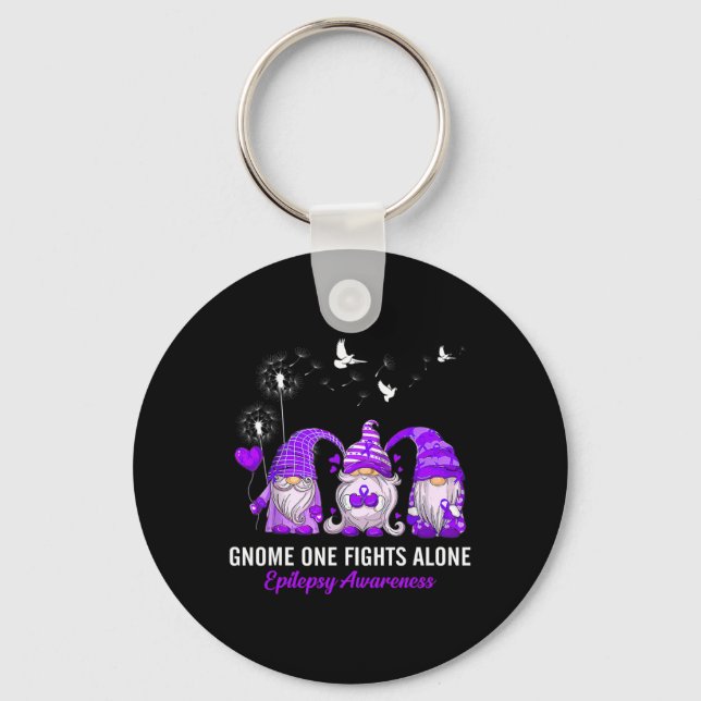 Gnomes One Fights Epilepsy Awareness Alone Epileps Key Ring (Front)