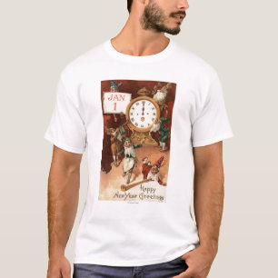 Gnomes Partying Around a Clock T-Shirt