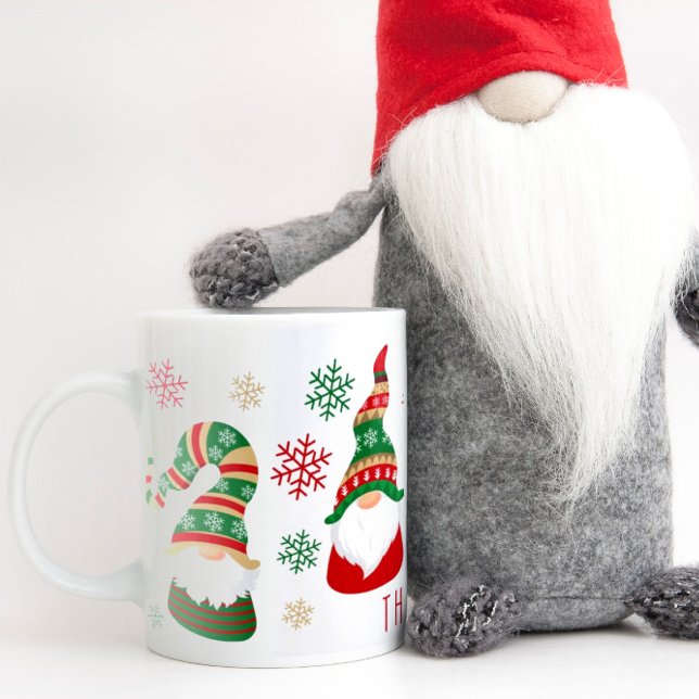 Gnomes Personalized Christmas Coffee Mug (Christmas gnomes bring joy, laughter, and a touch of magic to your holiday season)