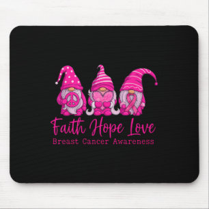 Gnomes Pink Warrior Faith Hope Love Breast Cancer Mouse Pad