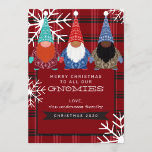 Gnomes Plaid Snowflake Illustration Christmas Invitation