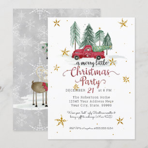 Gnomes Red Farm Truck Merry Little Christmas Party Holiday Card