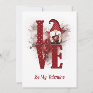 Gnomes Red Love Cute Personalise Valentine's day H Holiday Card
