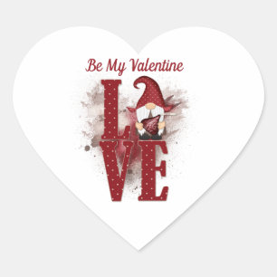 Gnomes Red Love Cute Valentine's day  Heart Sticker