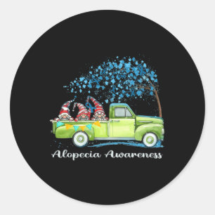 Gnomes Riding Truck Alopecia Awareness Classic Round Sticker