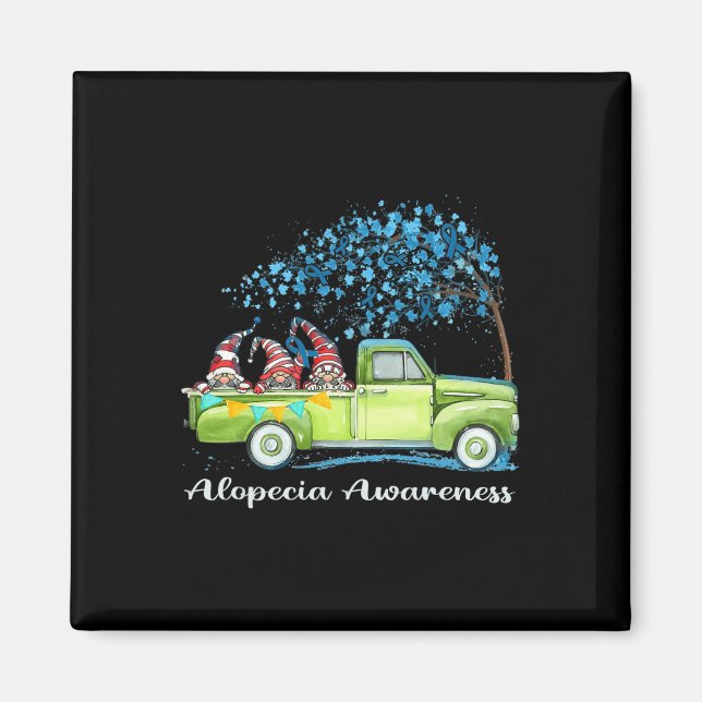 Gnomes Riding Truck Alopecia Awareness  Magnet (Front)