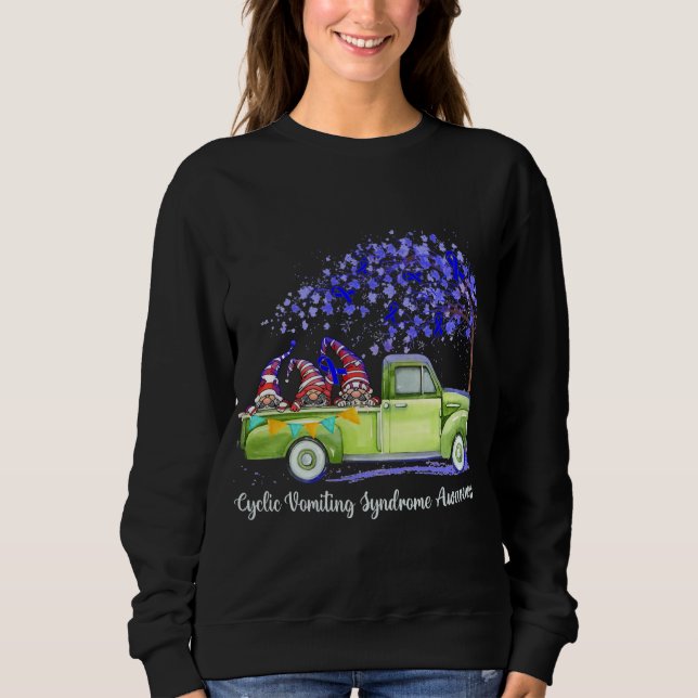 Gnomes Riding Truck Cyclic Vomiting Syndrome Aware Sweatshirt (Front)