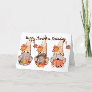 GNOMES SAY "HAPPY NOVEMBER BIRTHDAY" CARD
