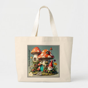 "Gnome's Secret Garden" Large Tote Bag