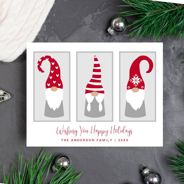 Gnomes Simple Modern Nordic Christmas Holiday Postcard (Creator Uploaded)