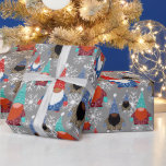 Gnomes Snowflake Illustrations Christmas Pattern Wrapping Paper<br><div class="desc">This cute and festive holiday Christmas pattern is the perfect design to gift to yourself, your friends, and your family. It features three multiracial gnomes with Christmas Nordic and Fairisle sweaters, hats, gloves, and boots with white snowflakes on top of a simple grey background. The colour scheme includes black, white,...</div>