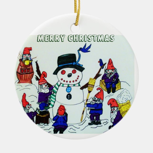 GNOMES SNOWMAN, CHRISTMAS ornament (Front)