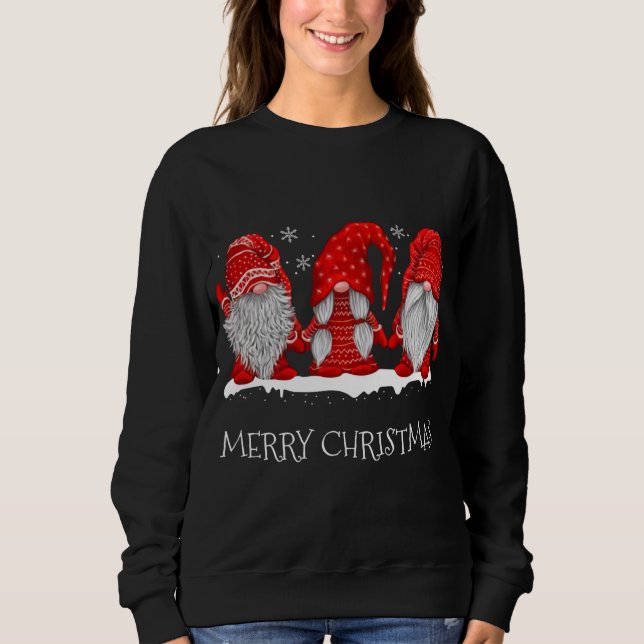 Gnomes Snowy Red Holiday Outfits Christmas Gnomes Sweatshirt (Front)