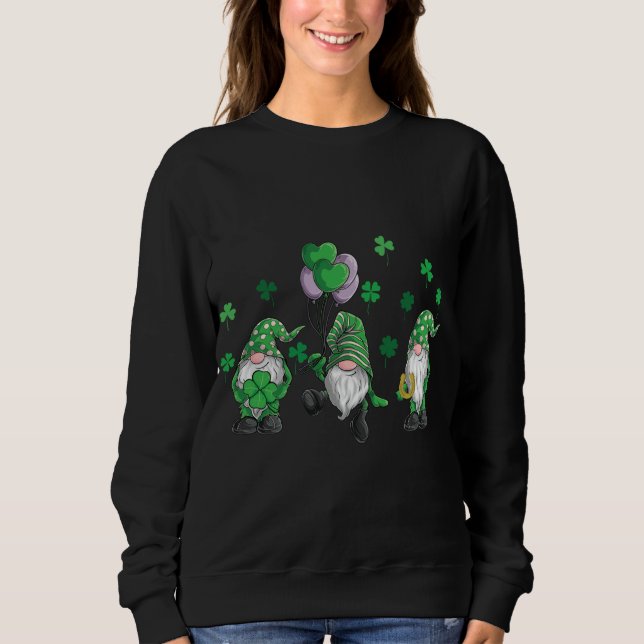 gnomes st patricks day Shamrock Irish Gnome Sweatshirt (Front)