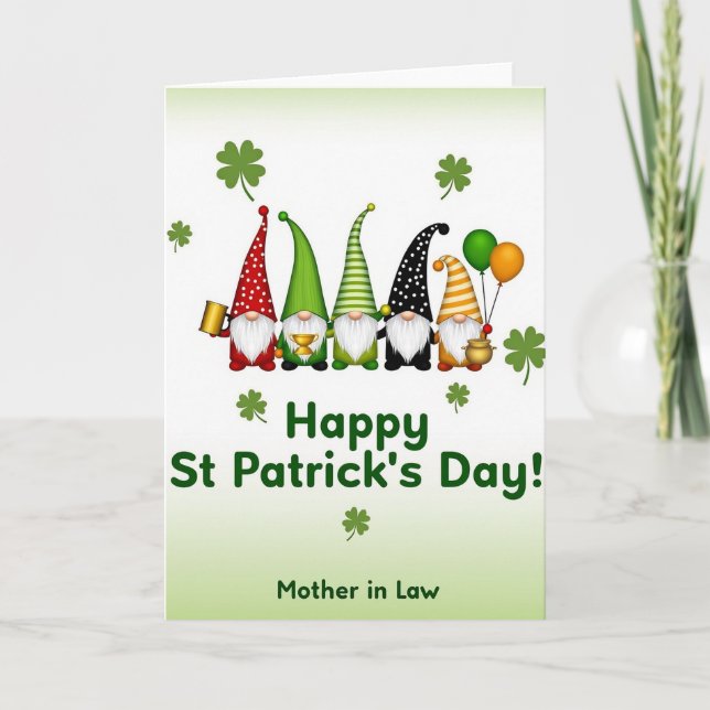 Gnomes St Patricks Faux Gold Foil Card (Front)