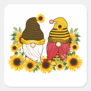 Gnomes Sunflower Classic Square Sticker