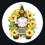 Gnomes Sunflower Truck Classic Round Sticker<br><div class="desc">Gnomes Sunflower Truck Gift Classic Round Sticker Classic Collection.</div>