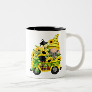 Gnomes Sunflower Truck Two-Tone Coffee Mug