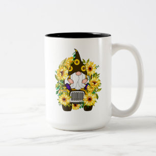 Gnomes Sunflower Truck Two-Tone Coffee Mug