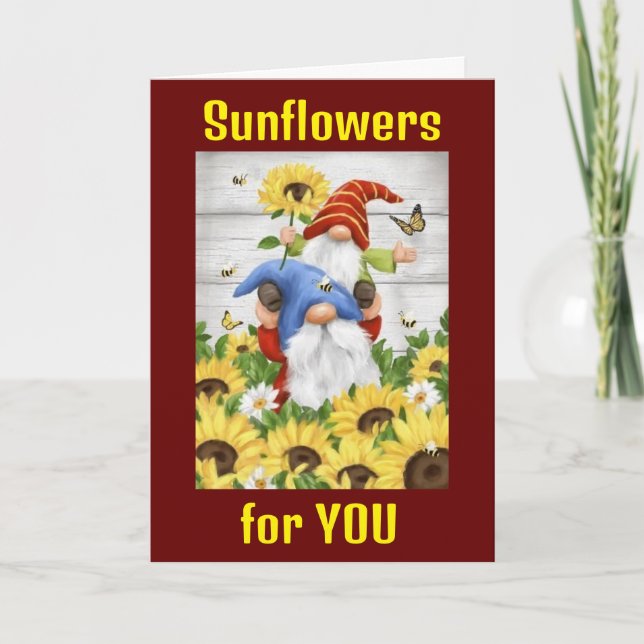 GNOMES/SUNFLOWERS ON YOUR 70th BIRTHDAY Card (Front)