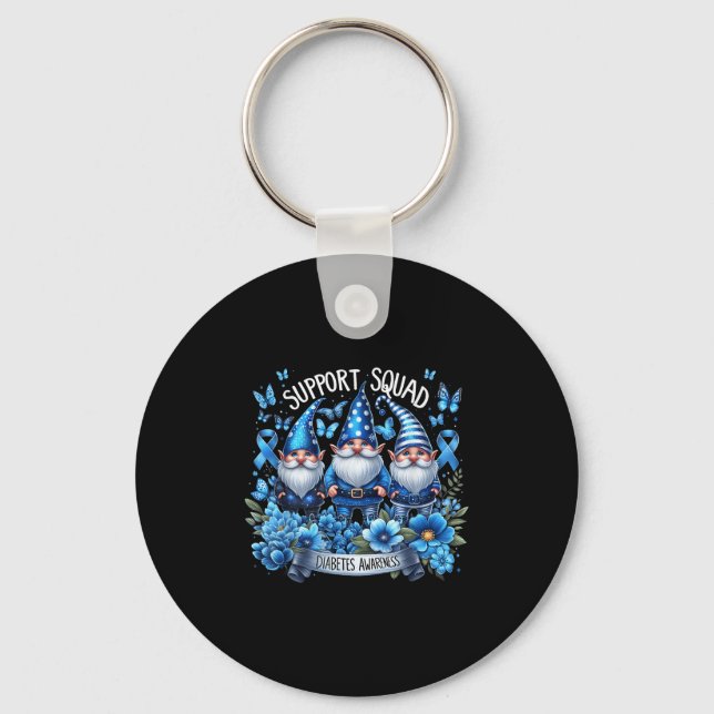 Gnomes Support Squad Blue Gnomes Diabetes Awarenes Key Ring (Front)